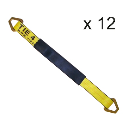 Tie 4 Safe 2" x 36" Axle Straps w/ Sleeve & D Rings, WLL: 3, 333 lbs., PK12 RT41A-36M18-Y-C-12